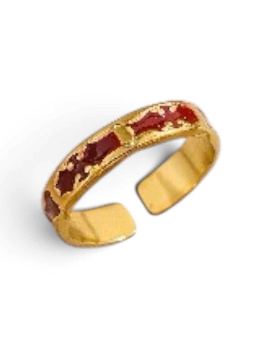 18k Gold-plated Red Enamel Adjustable Ring